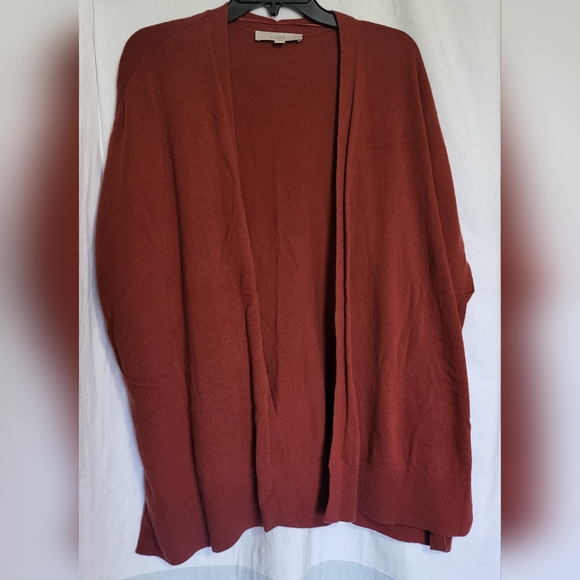 LOFT Sweaters - Loft Rust Orange Oversized Sleeveless Wool Blend‎ Duster Open Cardigan Size M